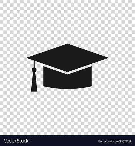 Grey graduation cap icon isolated on transparent Vector Image