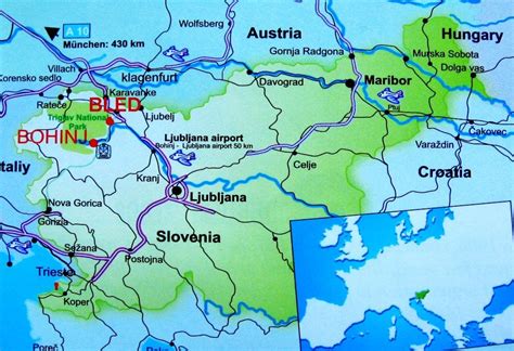 Map of Slovenia with Lake Bled and lake Bohinj | Lake bled, Map of slovenia, Slovenia