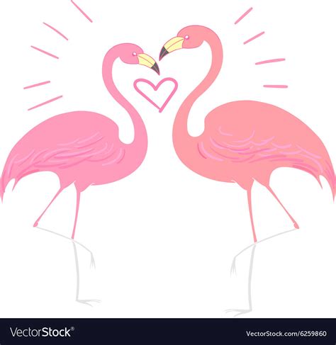 Flamingo bird with heart Royalty Free Vector Image