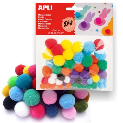 Pompones de colores Apli 78 Uds. - para manualidades.