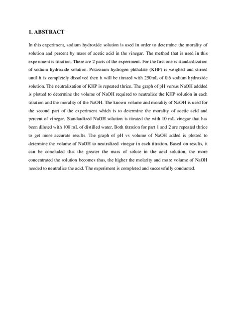 (DOC) Determination Of The Concentration Of Acetic Acid In Vinegar