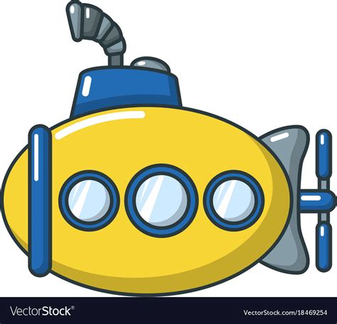 Submarine funny icon cartoon style Royalty Free Vector Image