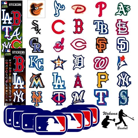 5 Pack MLB Vinyl Decal Sticker Set | 4 x 3 inch Heavy Duty Waterproof ...