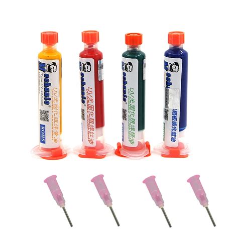 4 colors green UV Curable Solder Mask 10CC for PCB Circuit board protect Soldering Paste oil ...