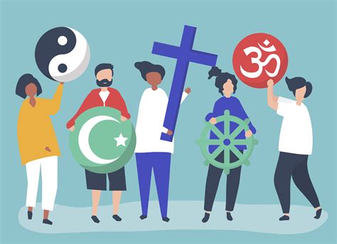 People holding diverse religious symbols illustration - Download Free Vectors, Clipart Graphics ...