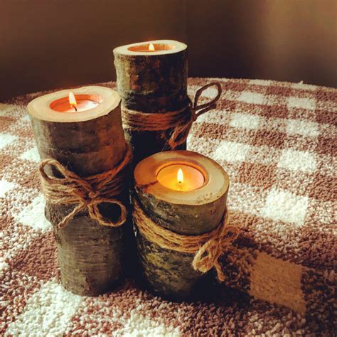 Wooden Candle Holders. Rustic Wedding Decor. Wooden Log