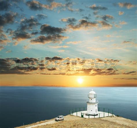 Lighthouse on sunrise | Stock image | Colourbox