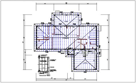 Existing structure roof plan with foundation plan layout view in detail ...