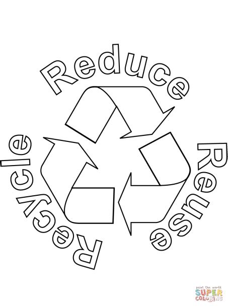 Reduce Reuse Recycle Symbol Printable #coloring #coloringpages (With images) | Recycle symbol ...