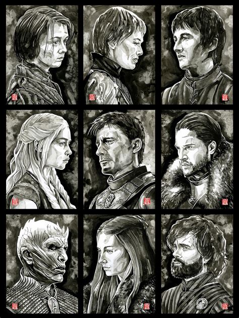 Game of Thrones Characters, India ink, 9x12 (each) : r/Art