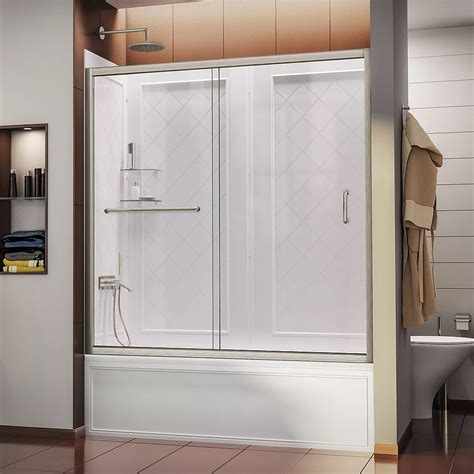 DreamLine Infinity-Z 60-inch x 60-inch Framed Sliding Tub/Shower Door in Brushed Nickel an ...