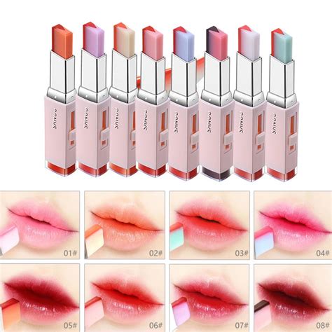 8 Colors Gradient Color Lipstick Waterproof Two Color Lipsticks Korean ...