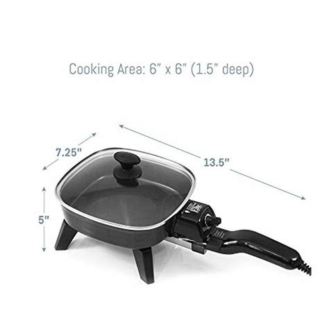 Electric Skillet with Glass Lid Small Compact Size Non Stick Cooker Fry Pan 7" - Small Kitchen ...