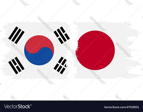 Japan and south korea grunge flags connection Vector Image