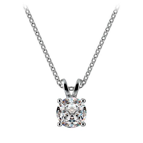 Round Diamond Solitaire Pendant in White Gold (3/4 ctw)