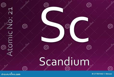 Scandium As Element 21 Of The Periodic Table 3D Illustration On Silver ...