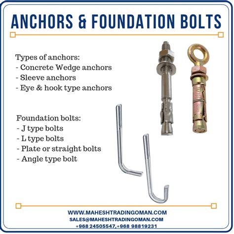 Anchor bolts & Foundation bolts - Mahesh Trading Company LLC, Oman