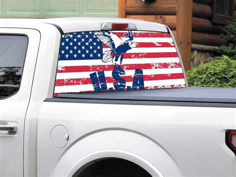 USA flag Bald patriotic Distressed style Rear Window Decal Sticker Pick-up Truck SUV Car any ...