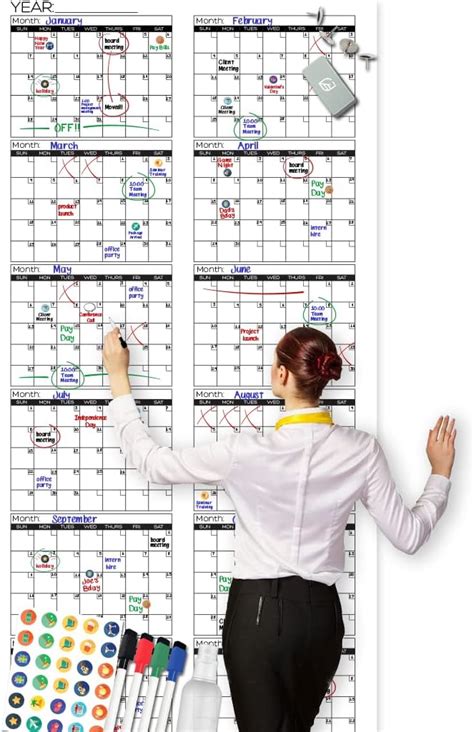 25x44 Jumbo Dry Erase Wall Calendar - 6 Month Organizer for Home/Office ...