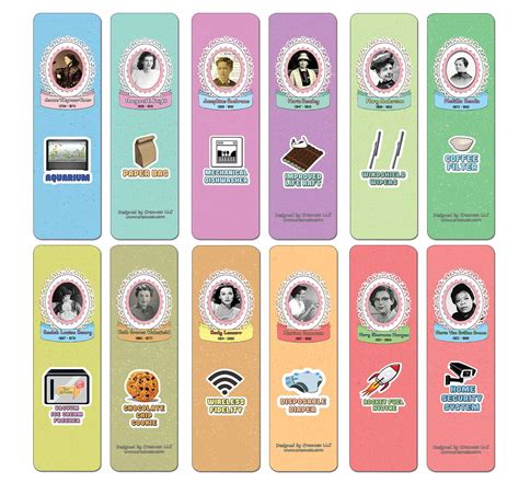 Buy Creanoso Famous Female Inventors and Their Inventions Educational Bookmarks Cards (60-Pack ...