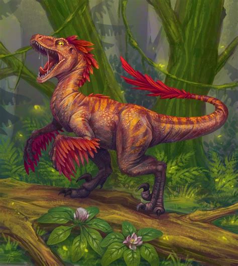 ArtStation - Raptor, Ekaterina Vdovkina | Dinosaur art, Dinosaur illustration, Raptor dinosaur