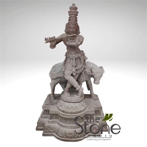 Krishna with cow statue 18": Buy The Elegance - The Stone Studio