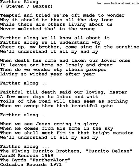 Farther Along, by The Byrds - lyrics with pdf