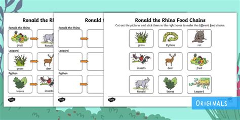 Ronald the Rhino Food Chains Worksheet | Food Chain Sorting