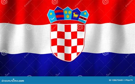 Croatia Flag Waving in the Wind. Closeup of Realistic Croatian Flag ...