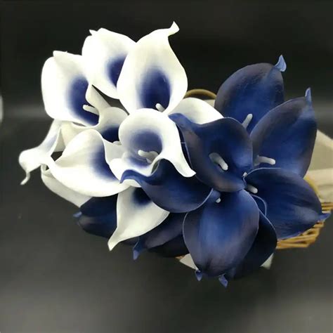 Oasis Teal Wedding Flowers Teal Blue Calla Lilies 10 stem Real Touch Calla Lily Bouquet Wedding ...