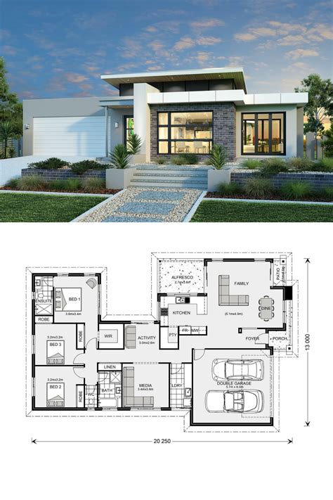 Splendid Three Bedroom Modern House Design | Bungalow style house plans, Modern house floor ...