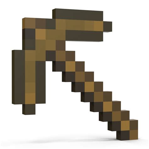 minecraft pickaxe wooden 3d model