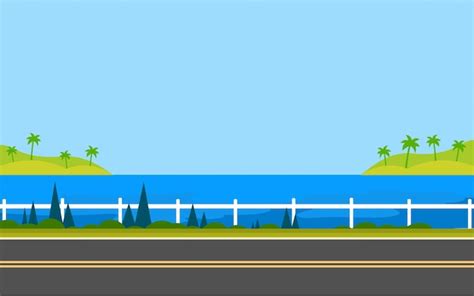 Premium Vector | Vector illustration highway near the sea for banner webpage sea view landscape ...