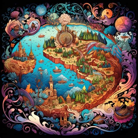 Premium AI Image | Whimsical World Map Navigating Tales