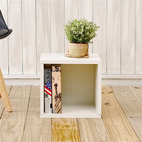 Storage Cubes in White Finish and Stackable Cubby Bookcase - Way Basics