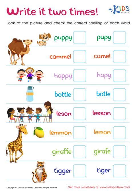 Practice Spelling Words Worksheet