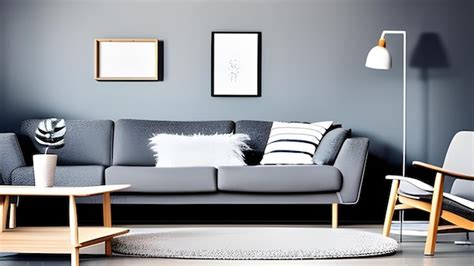 Premium AI Image | Scandinavian design style living room with a Grey sofa