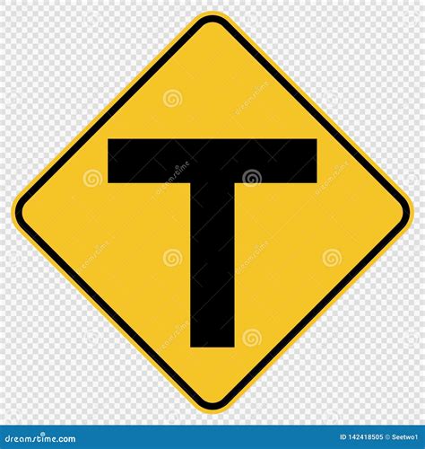 Symbol T-Junction Traffic Road Sign on Transparent Background Stock Vector - Illustration of ...