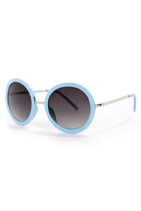 Cute Light Blue Sunglasses - Round Sunglasses - Retro Sunglasses - $9.00