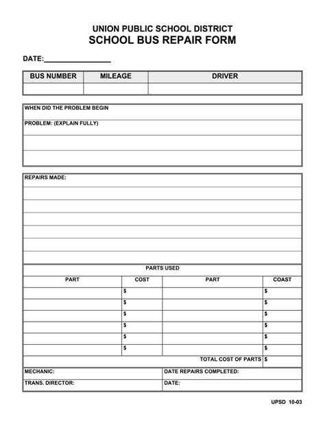 Bus repair form: Fill out & sign online | DocHub