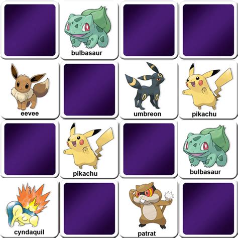 Play matching game for kids - Pokemon cards - Online & Free | Memozor