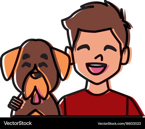 Man with dog cartoon Royalty Free Vector Image