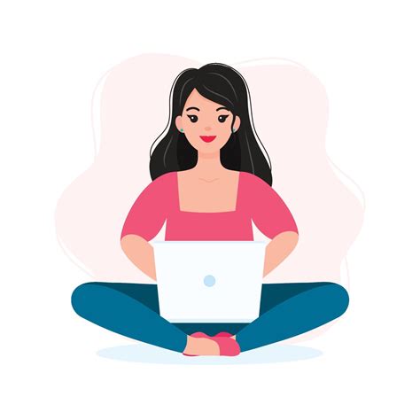 Girl Working on her Laptop, Student or Freelancer, Flat Illustration 2188442 Vector Art at Vecteezy