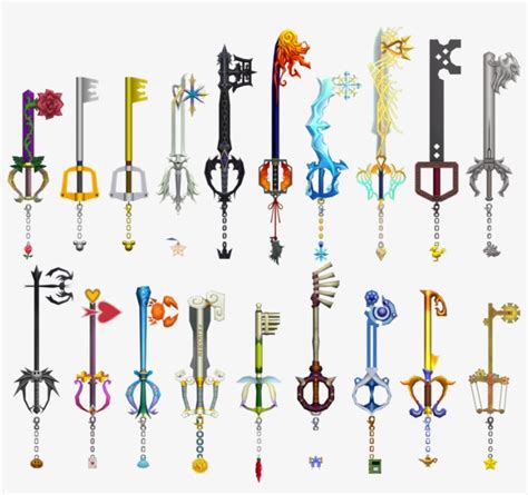 All 18 Of Sora's Keyblades Plus Mickey's Keyblade From - Kingdom Hearts Original Keyblade ...