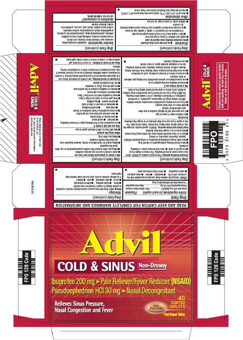 ADVIL COLD AND SINUS (tablet, coated) Pfizer Consumer Healthcare