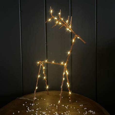 Large Copper Deer LED Light Ornament By Nest Gifts