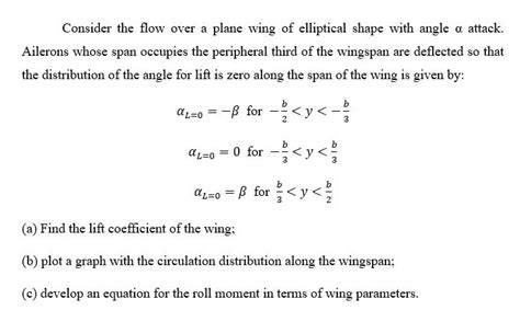 SOLVED: Consider the flow over a plane wing of elliptical shape with angle a attack Ailerons ...