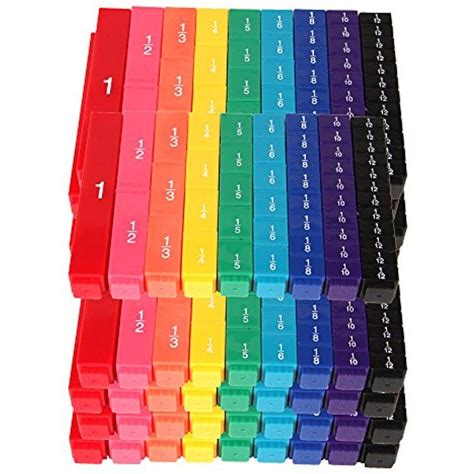 ETA hand2mind Plastic Rainbow Fraction Tower Linking Cubes Bulk Classroom Kit with Storage Tote ...