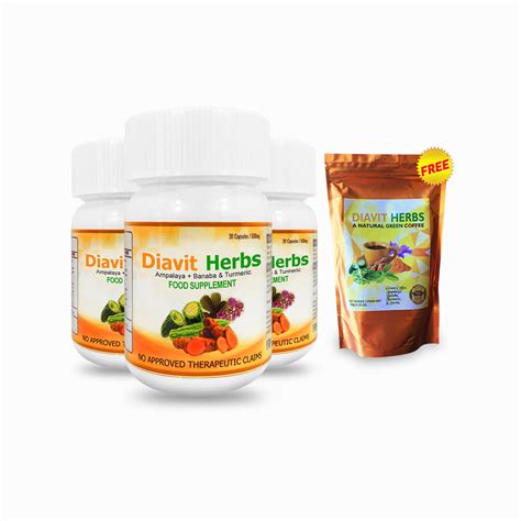 3 Bottles of Diavit Herbs - Ampalaya + Banaba & Turmeric | 500mg | 90 ...