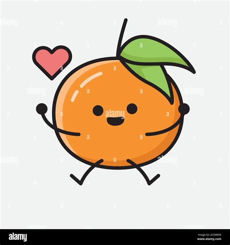 An illustration of Cute Tangerine Fruit Mascot Vector Character Stock ...